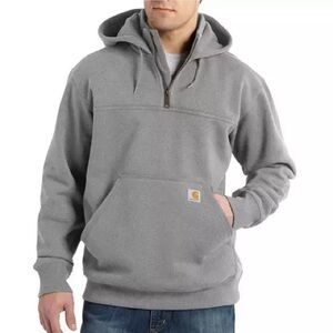 Carhartt Gray Quarter-Zip Hooded Pullover Sweatshirt